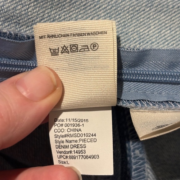 Rachel Roy Pieced Denim Dress Blue Large Mini Patchwork Sleeveless Pockets - Picture 6 of 8